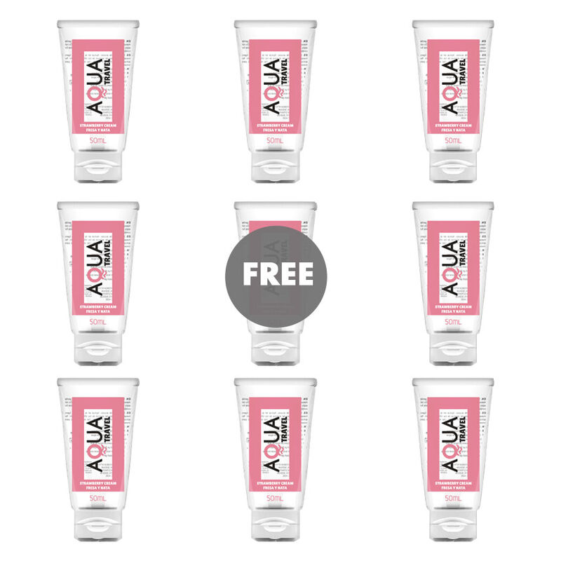 img_116996_4b5ec4a6e3b8eb5799bf84b4bed53c3f_1.jpg AQUA TRAVEL - LUBRICANTE BASE AGUA SABOR FRESA Y NATA - 50 ML 8+1 GRATIS - Imagen 1