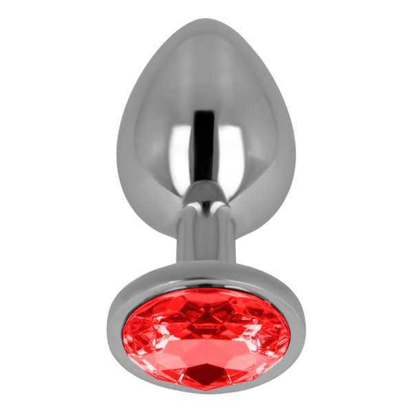 Plug anal metálico con gema roja brillante