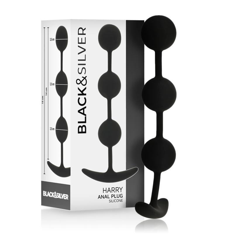 img_143262_45e4a82aa7274ea3a337927d31e203cf_1.png BLACKSILVER - HARRY ANAL ROSARY 3 SILICONE SPHERES 14 CM - Image 1