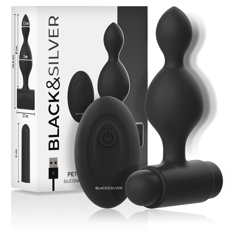 img_143323_a4d96a07822369f133fd24aa4629cd12_1.png BLACKSILVER - TUCKER PEQUEÑO PLUG ANAL SILICONA CONTROL REMOTO - Imagen 1