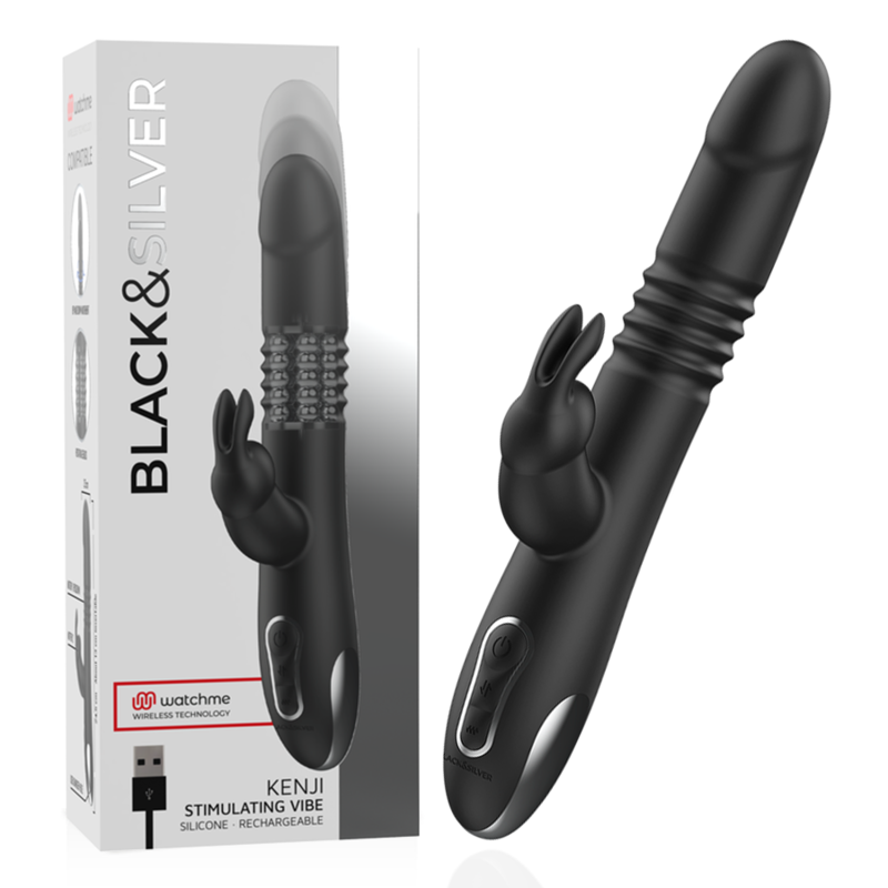img_144831_76e7f110e830aaa5c3435123bca18e7b_1.png BLACKSILVER - KENJI VIBRADOR RABBIT UP DOWN COMPATIBLE CON WATCHME - Imagen 1