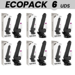 ECOPACK 6 UNITS - BASECOCK REALISTIC VIBRATOR REMOTE CONTROL BLACK WITH TESTICLES 19.5 CM -O- 4 CM