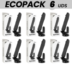 ECOPACK 6 UNITS - BASECOCK REALISTIC VIBRATOR REMOTE CONTROL BLACK 20 CM -O- 4 CM