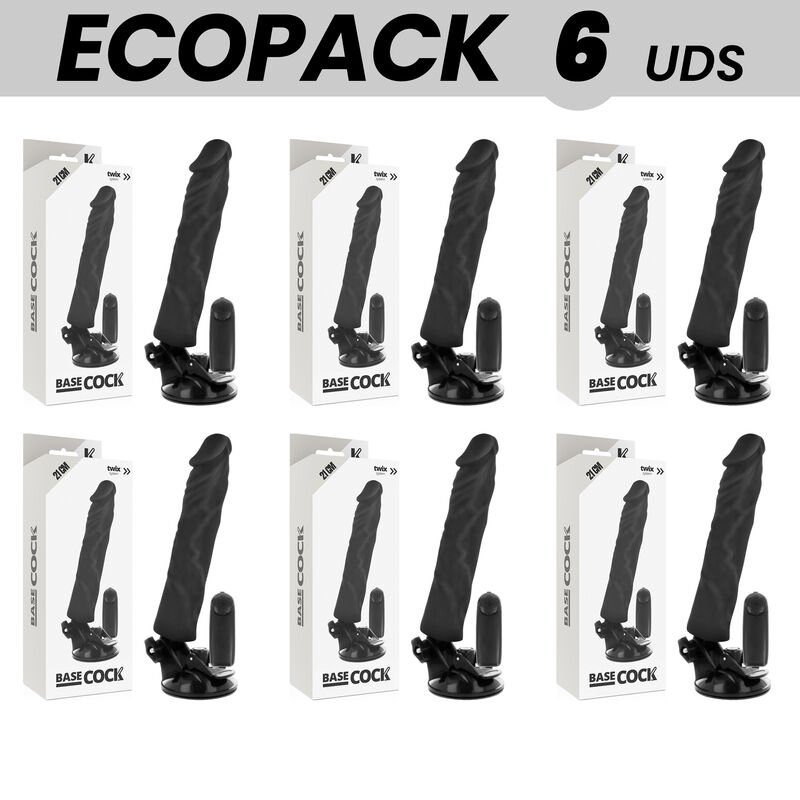 img_146176_a964f60d87e65b0ea1c44b5014165ea5_1.jpg ECOPACK 6 UNITS - BASECOCK REALISTIC VIBRATOR REMOTE CONTROL BLACK 21 CM -O- 4 CM - Imagen 1