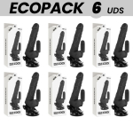 ECOPACK 6 UNITS - BASECOCK REALISTIC VIBRATOR REMOTE CONTROL BLACK 18.5 CM -O- 4CM
