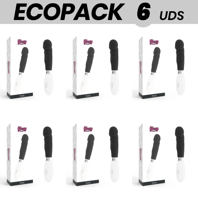 img_147376_31a84851ac8e3b6c567903ee477d2e55_1.png ECOPACK 6 UNITS - GLOSSY PAUL VIBRATOR BLACK - Imagen 1
