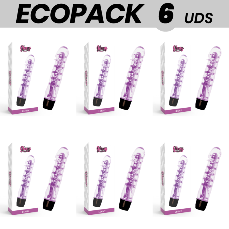 img_147382_b4c3d63f1f2f2ac7b30a1001cf6e4ad8_1.png ECOPACK 6 UNITS - GLOSSY LENNY VIBRATOR PURPLE - Imagen 1