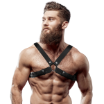 FETISH SUBMISSIVE ATTITUDE - MENS ADJUSTABLE ECO-LEATHER CROSS CHEST BULLDOG HARNESS