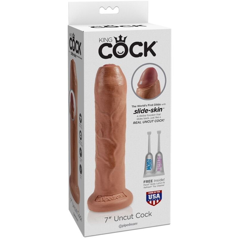 img_155358_007729388acc3d4f2a964c0ba87f7f6d_1.jpg KING COCK - PENE REALÍSTICO CON PREPUCIO 17.8 CM CARAMELO - Imagen 3