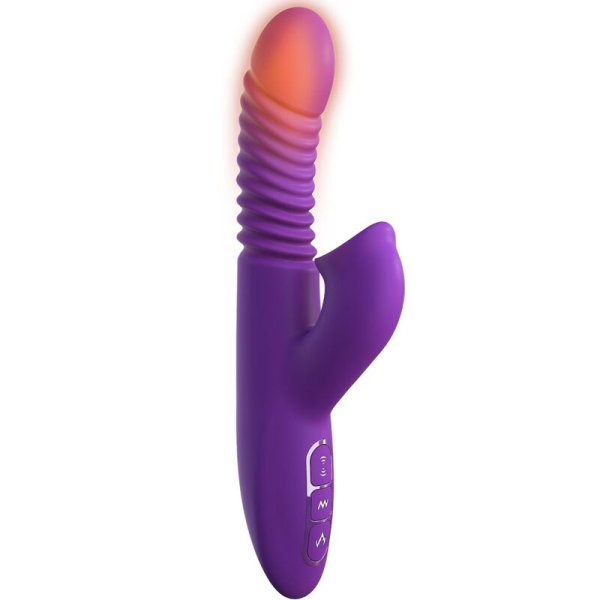 Vibrador morado tipo conejo con doble estimulación