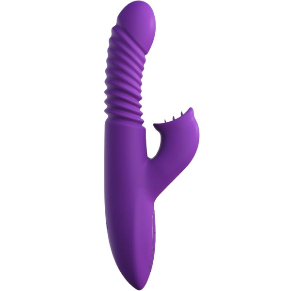 Vibrador morado con estimulador externo curvado