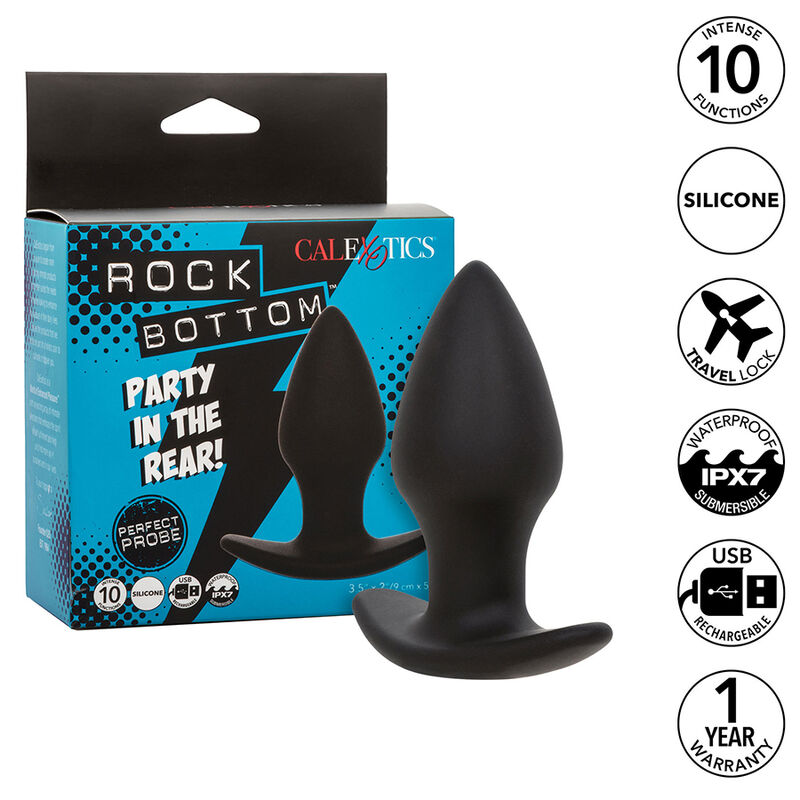 img_185844_b2c1bfbda4c98094356bf1dfd16a4971_1.jpg CALEXOTICS - ROCK BOTTOM PERFECT PLUG ANAL 10 VIBRACIONES SILICONA NEGRO - Imagen 1