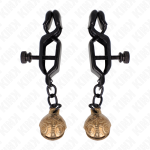 KINK - PINZAS PARA PEZONES PLANAS NEGRO CON CASCABEL 7 CM