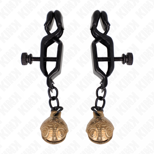 KINK - PINZAS PARA PEZONES PLANAS NEGRO CON CASCABEL 7 CM