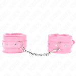 KINK - PREMIUM FUR LINED WRIST RESTRAINTS PINK WITH PINK BELT ADJUSTABLE 17-29 CM X 6 CM