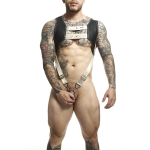 MOB - DNGEON HARNESS WITH GOLDEN PENIS RING ONE SIZE