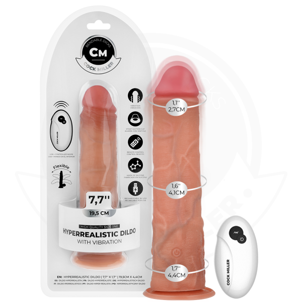 COCK MILLER - DILDO HIPERREALÍSTICO VIBRACIÓN CON CONTROL REMOTO 19,5 CM