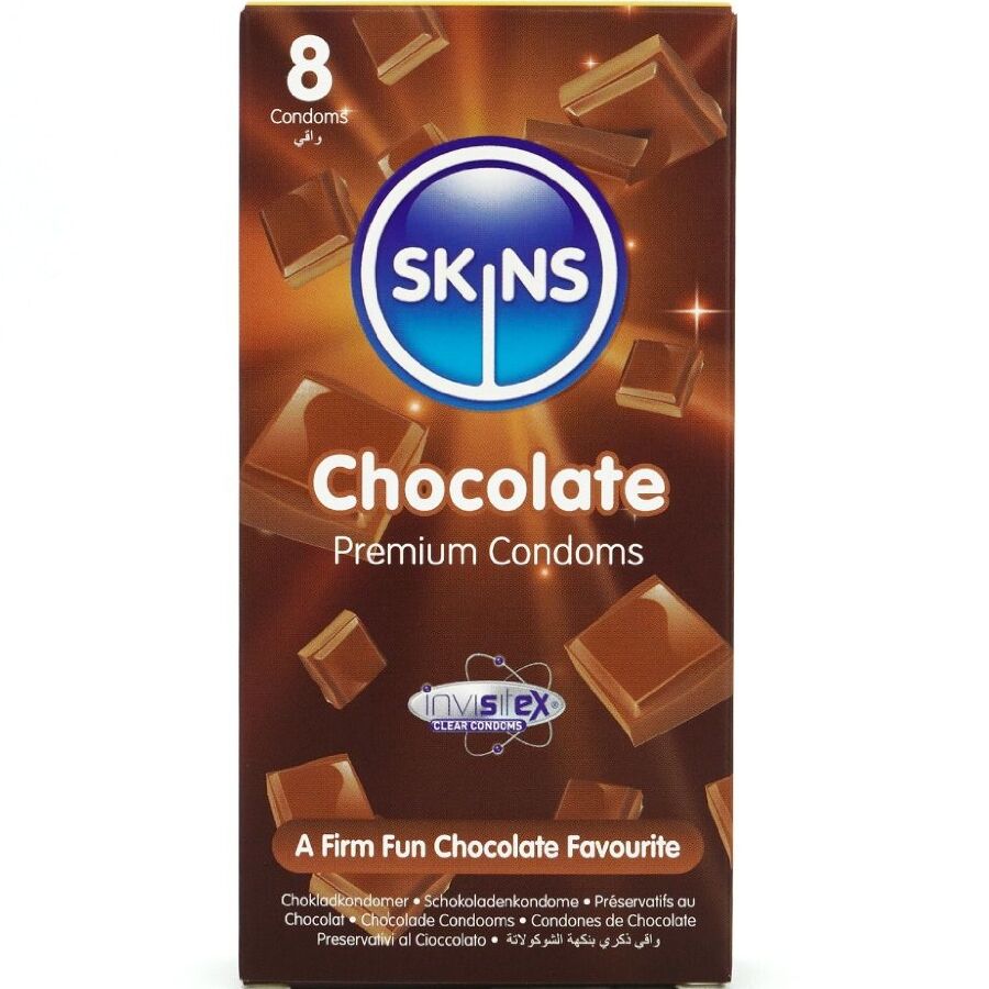 img_213360_33224050ded6f929ad223cb4ffdddd43_1.jpg SKINS - PRESERVATIVOS PREMIUM SABOR CHOCOLATE PACK 8 - Imagen 1
