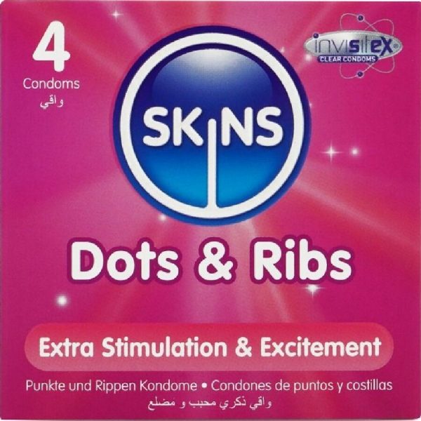 SKINS - DOTS RIBS PRESERVATIVOS PREMIUM PACK 4