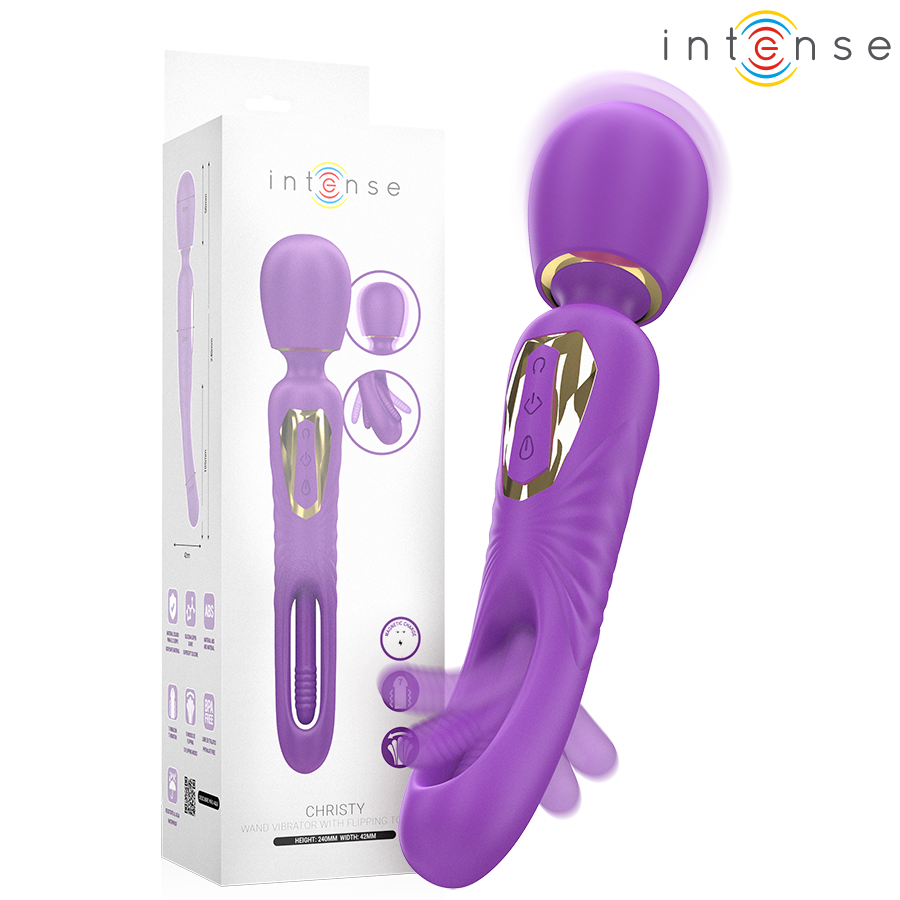 img_214345_49b2182e804488df0235df1673f44b5a_1.png INTENSE - CHRISTY VIBRATING WAND WITH FLIPPING TONGUE - Image 1