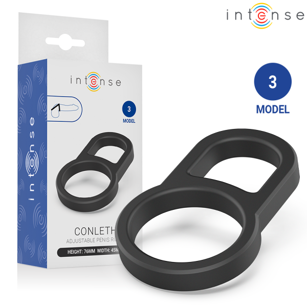 Anillo ajustable negro con caja del producto