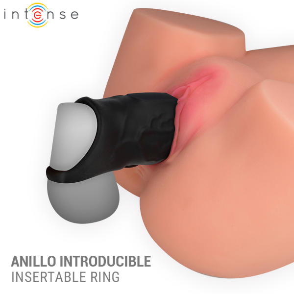 Anillo insertable negro en ano masculino