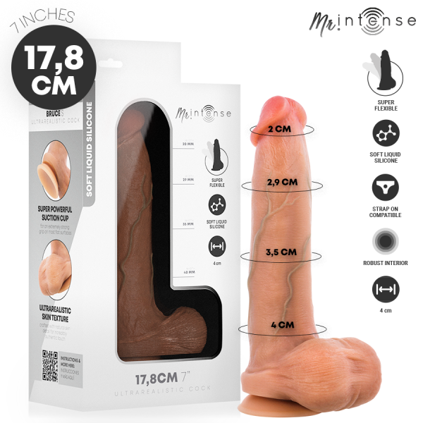 Consolador realista 17,8 cm con medidas