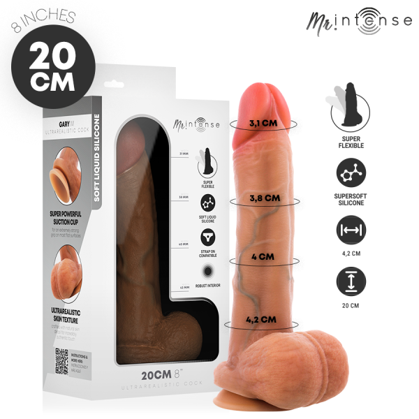 Dildo realista de silicona 20 cm con medidas