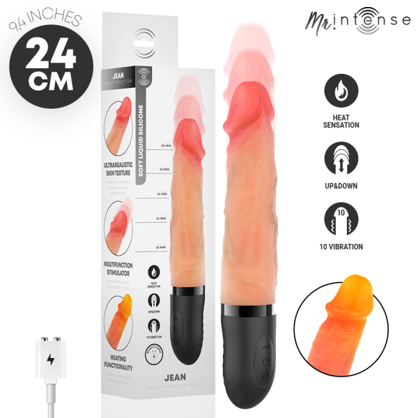 Vibrador realista con función de calor y vibración