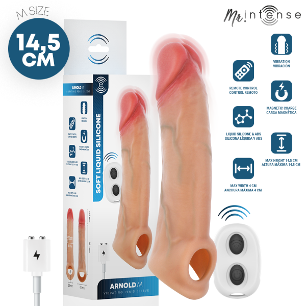 Funda vibradora de silicona con mando y caja