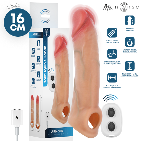 Funda pene vibradora 16 cm con mando