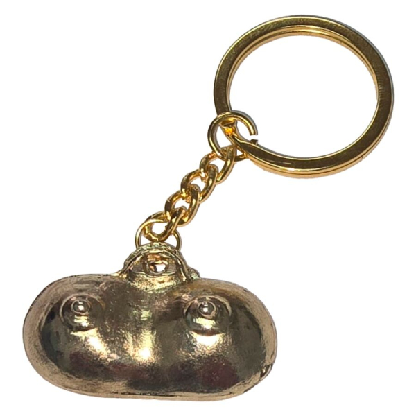 Llavero dorado con figura de hipopótamo