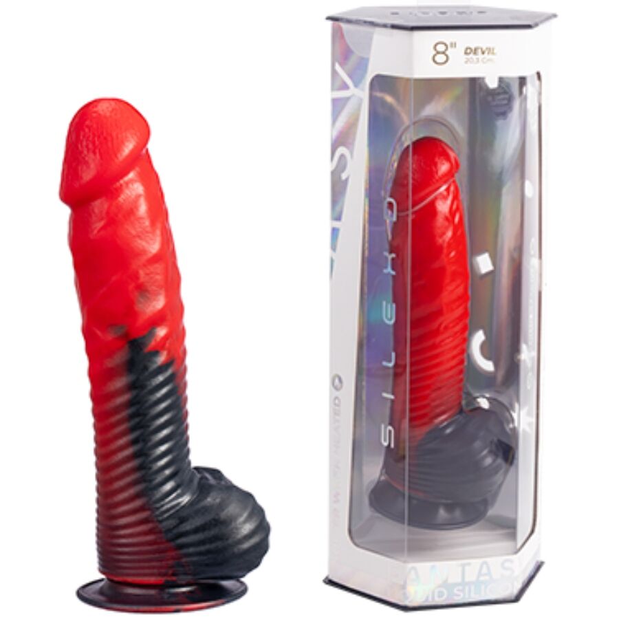 img_221846_f02bf47f7ed3c4cf2685230f00d6512f_1.jpg SILEXD - DEVIL DILDO FANTASY LIQUID SILICONE THERMOREACTIVE RED BLACK 20.3 CM - Imagen 1