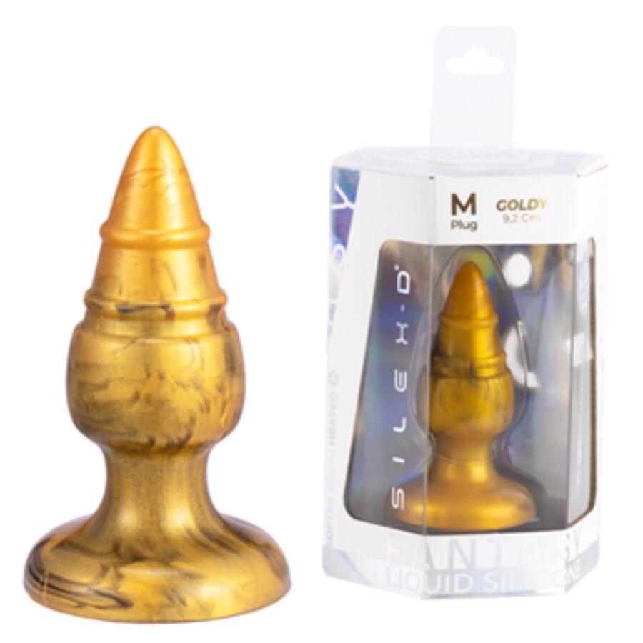 img_221897_8c189da52ddd70e93144378191051611_1.jpg SILEXD - GOLDY ANAL PLUG FANTASY LIQUID SILICONE THERMOREACTIVE GOLDEN 9.2 CM - Imagen 1