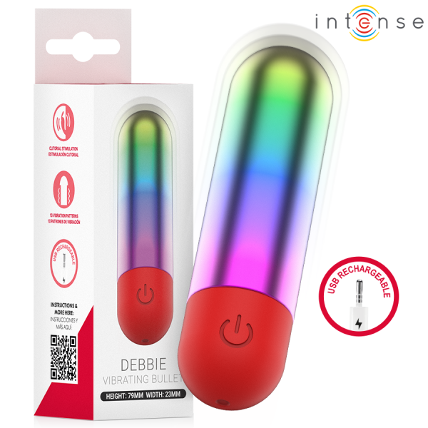 Bala vibradora recargable USB con luz multicolor