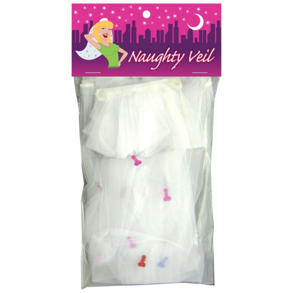 Velo blanco divertido en paquete "Naughty Veil