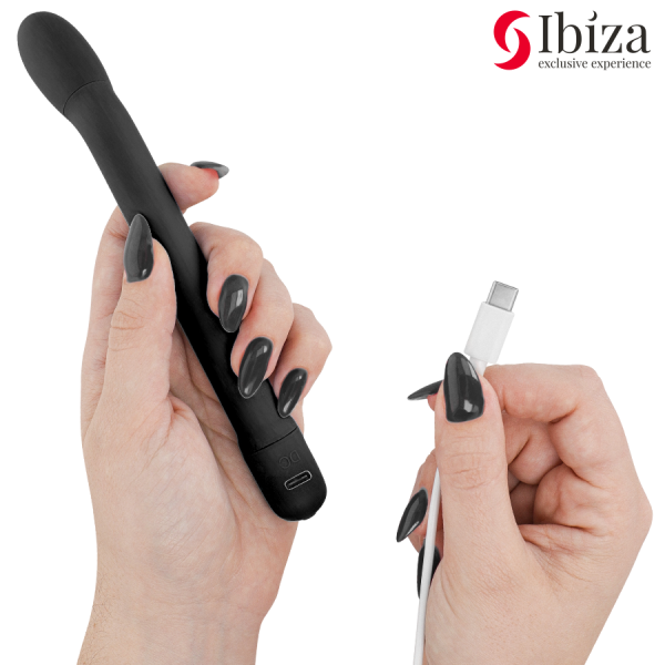Vibrador negro con cable de carga USB-C