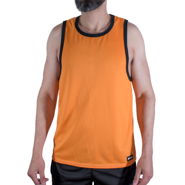 Camiseta deportiva sin mangas naranja para hombre