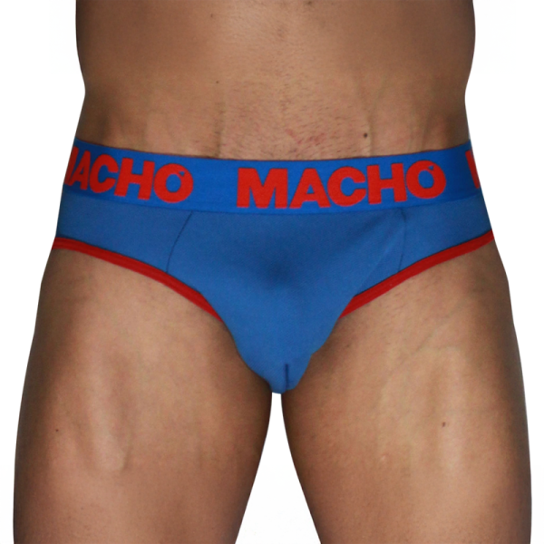 Slip azul masculino con cinturilla roja