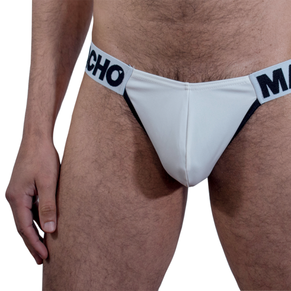 Hombre con ropa interior blanca ajustada