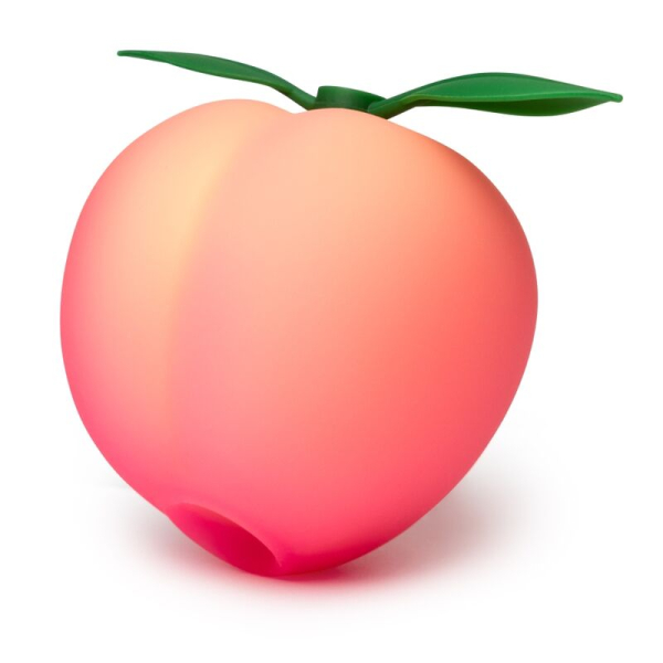 Ilustración de melocotón rosa con hoja verde