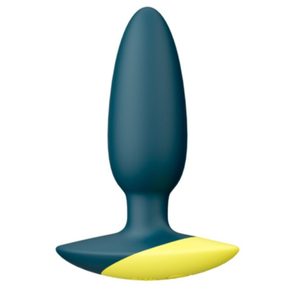 Plug anal de silicona azul y amarillo