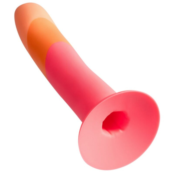 Consolador de silicona rosa y naranja