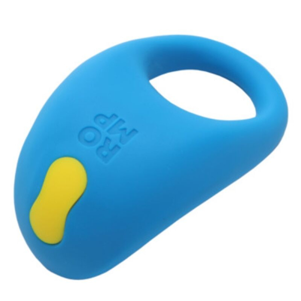 Llavero de silicona azul con detalle amarillo