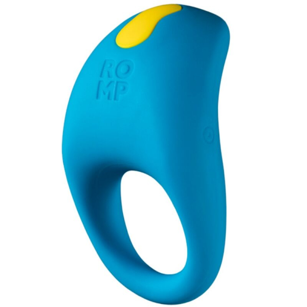 Anillo vibrador azul con botón amarillo