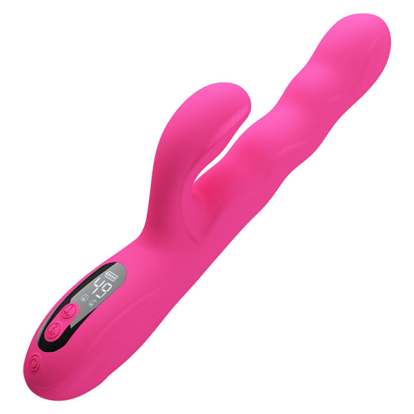 Vibrador rosa tipo conejo con pantalla digital