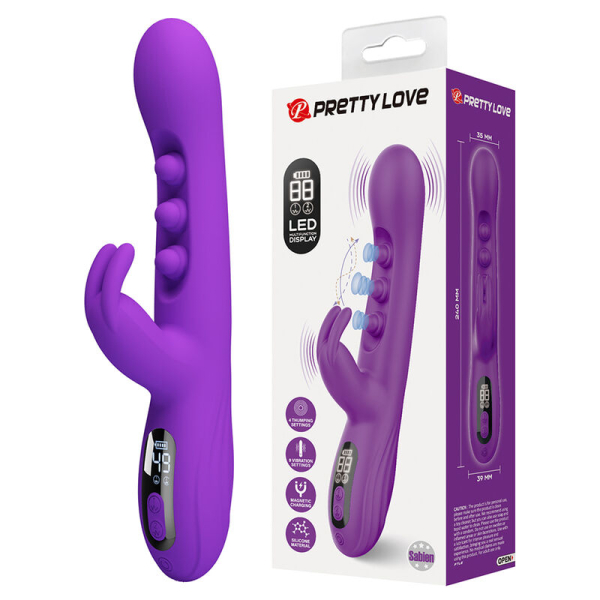 Vibrador rabbit morado con pantalla LED
