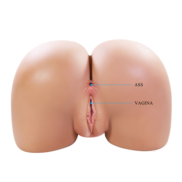 Muñeca sexual anatómica con etiquetas de ano y vagina