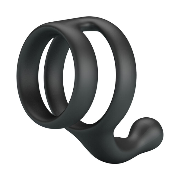 Anillo doble negro de silicona con extensión curva