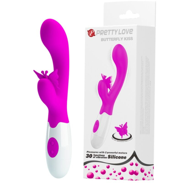 Vibrador rosa con estimulador de mariposa